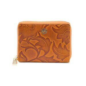 VALENTINA Cuoio Made In Italy Leather Medium Zip Around Tooled Wallet